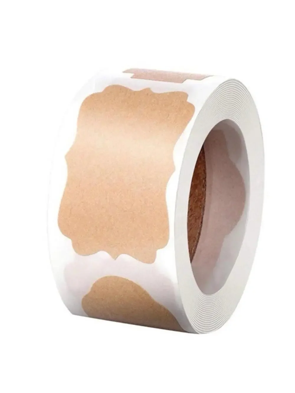 Stickers 500pcs Self-Adhesive Kraft Paper Labels Roll Bakery Home Office NEW